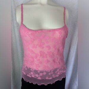 Forever 21 Pink Lace Cami Top Floral Sleeveless Y2K Tank Top Size M‎